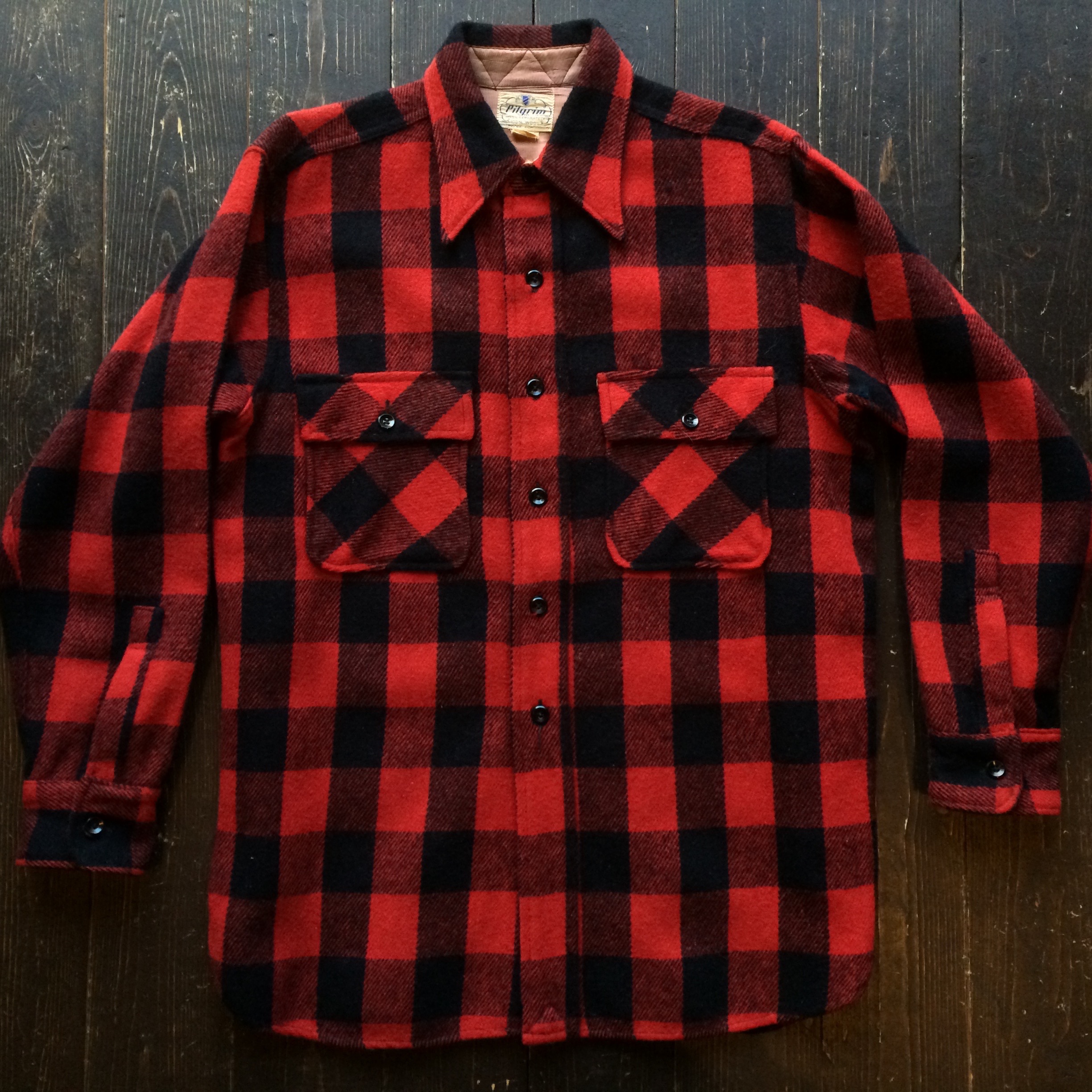 50's Pilgrim buffalo check wool shirt | Button Up Clothing