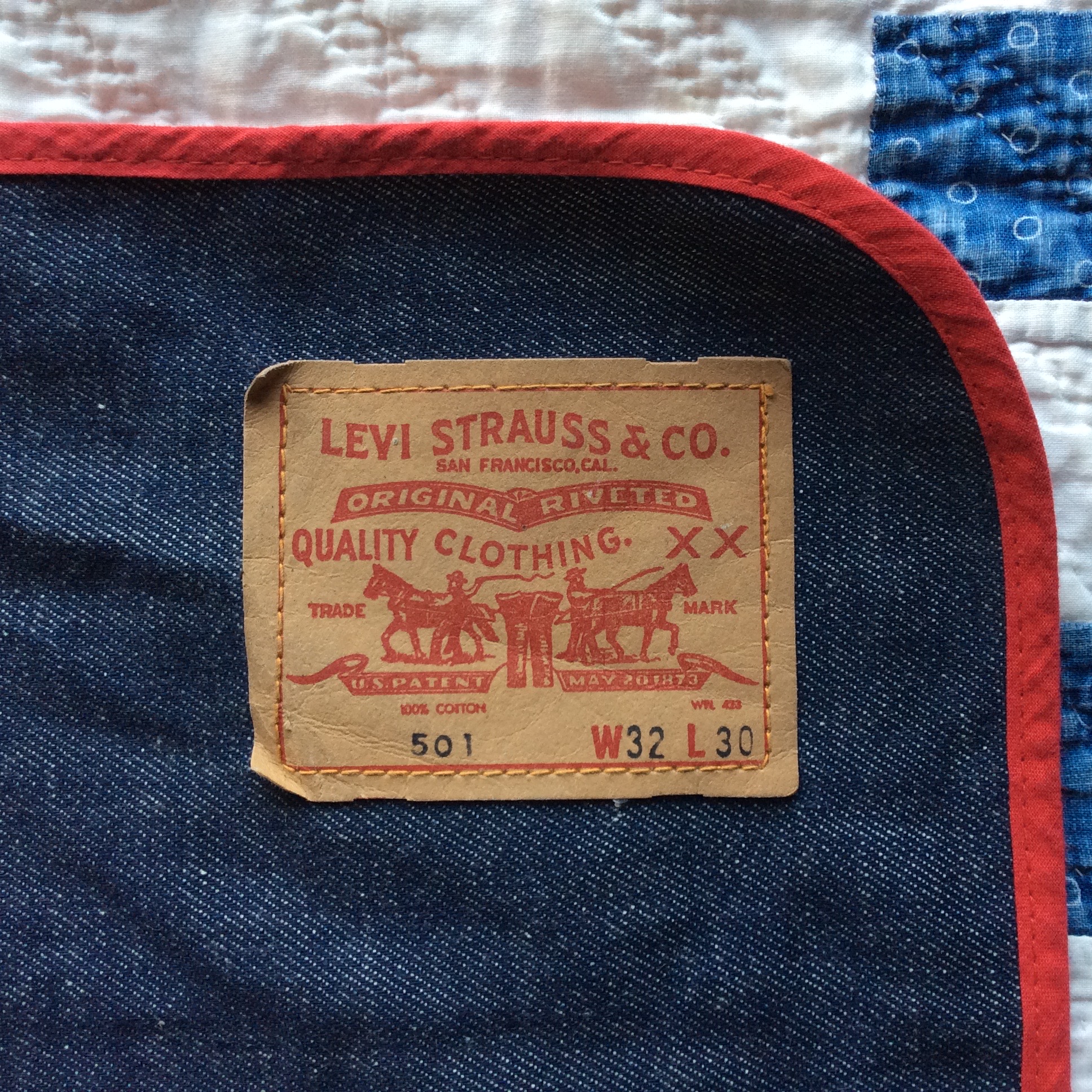 NOS 70's Levi's denim place mat big-E | Button Up Clothing