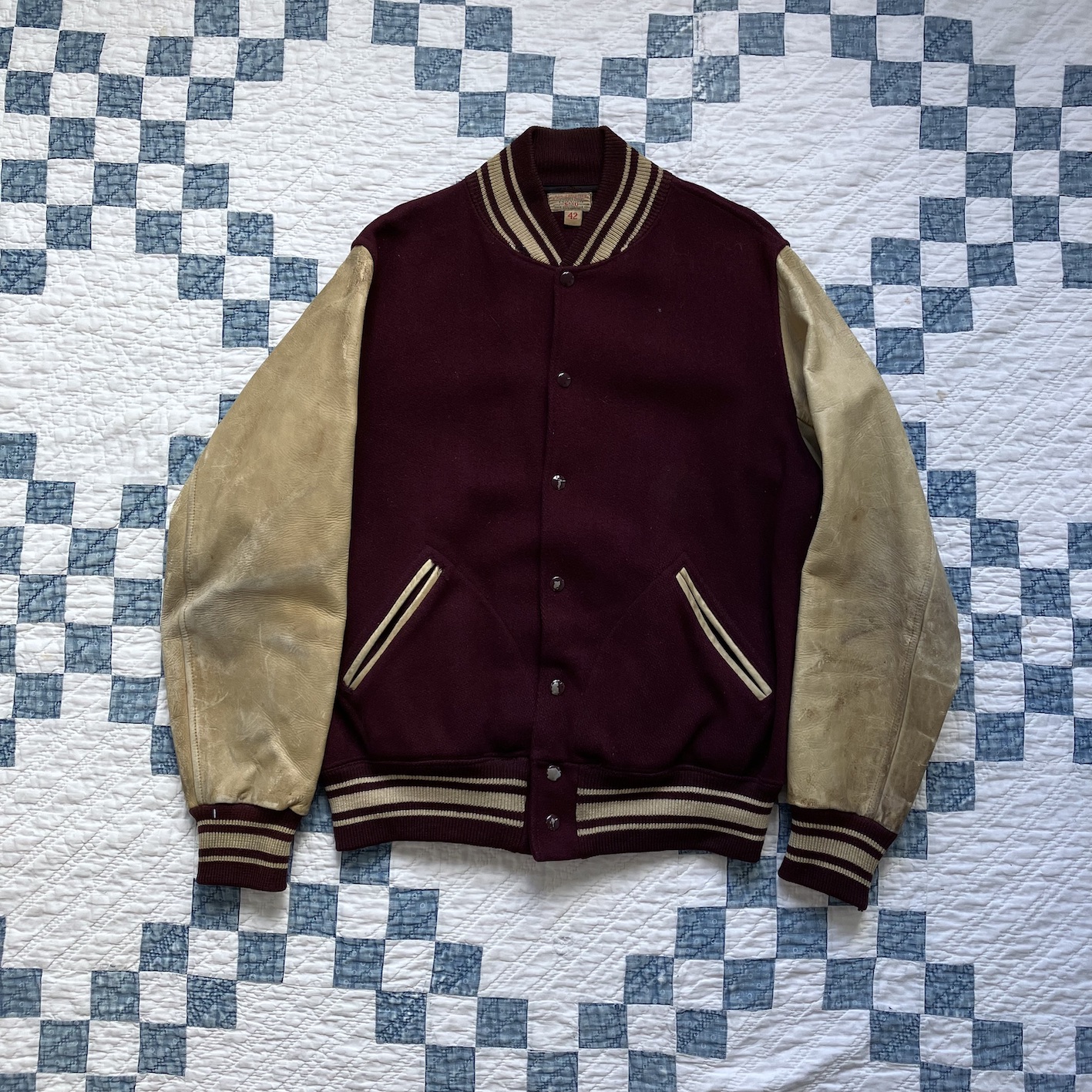 40's Sand Knit varsity jacket | Button Up Clothing